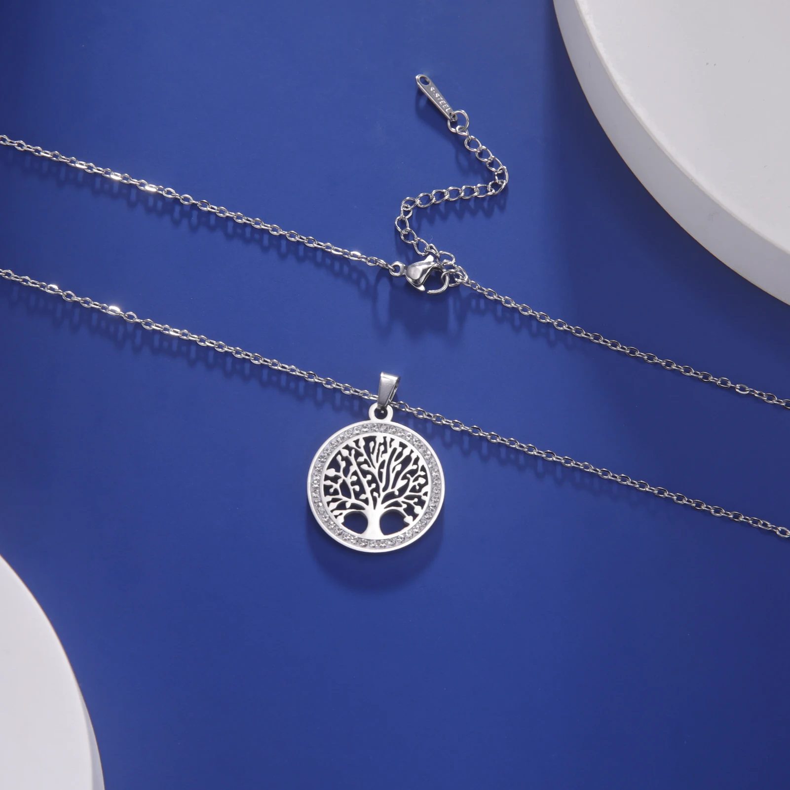 Skyrim Baum des Lebens Halskette für Frauen Edelstahl Gold Farbe Klar Zirkon Runde Anhänger Halsketten Luxus Hochzeitsgeschenk – Detail 12