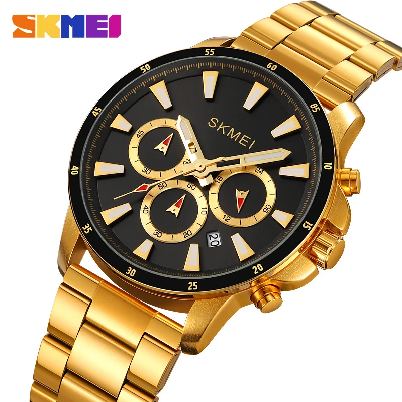 SKMEI 2295 Men's Watch Classic Round Large Dial Quartz Watch Men's Watch Three Eyes Six Needles Multifunctional