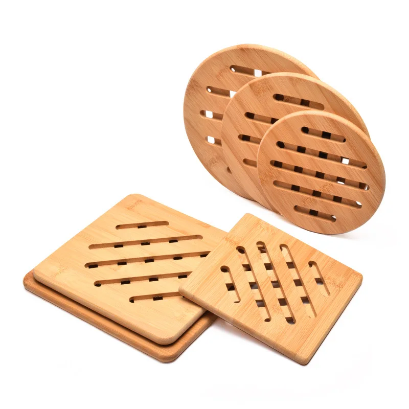 1 Pc Bamboo Kitchen Heat Insulation Pads Square Shape Natural Bamboo Mat for Hot Dishes/Pot/Bowl/Teapot/Hot Pot Holders