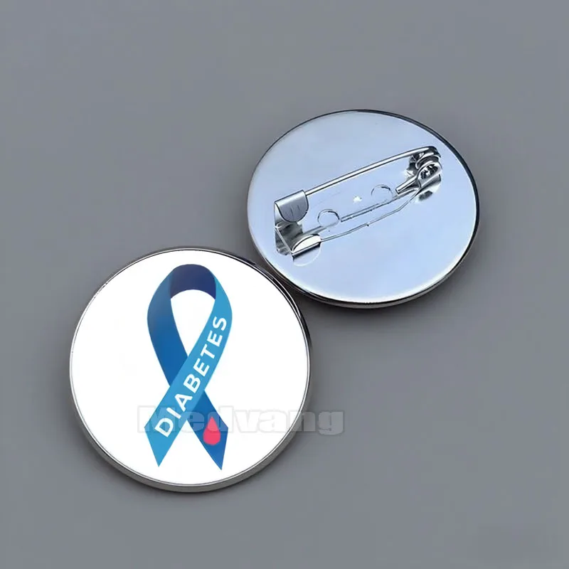 Type 1 2 Diabetes Brooch Medical Emergency Glass Dome Brooch Coat Badge Pins Doctor Nurse Gift Wholesale