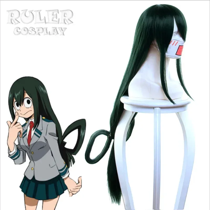 Sky02 My Hero Academia Cosplay Asui Tsuyu peluca disfraz Boku no Hero Academia pelo sintético negro corto pelucas para fiesta de Halloween 88Ji