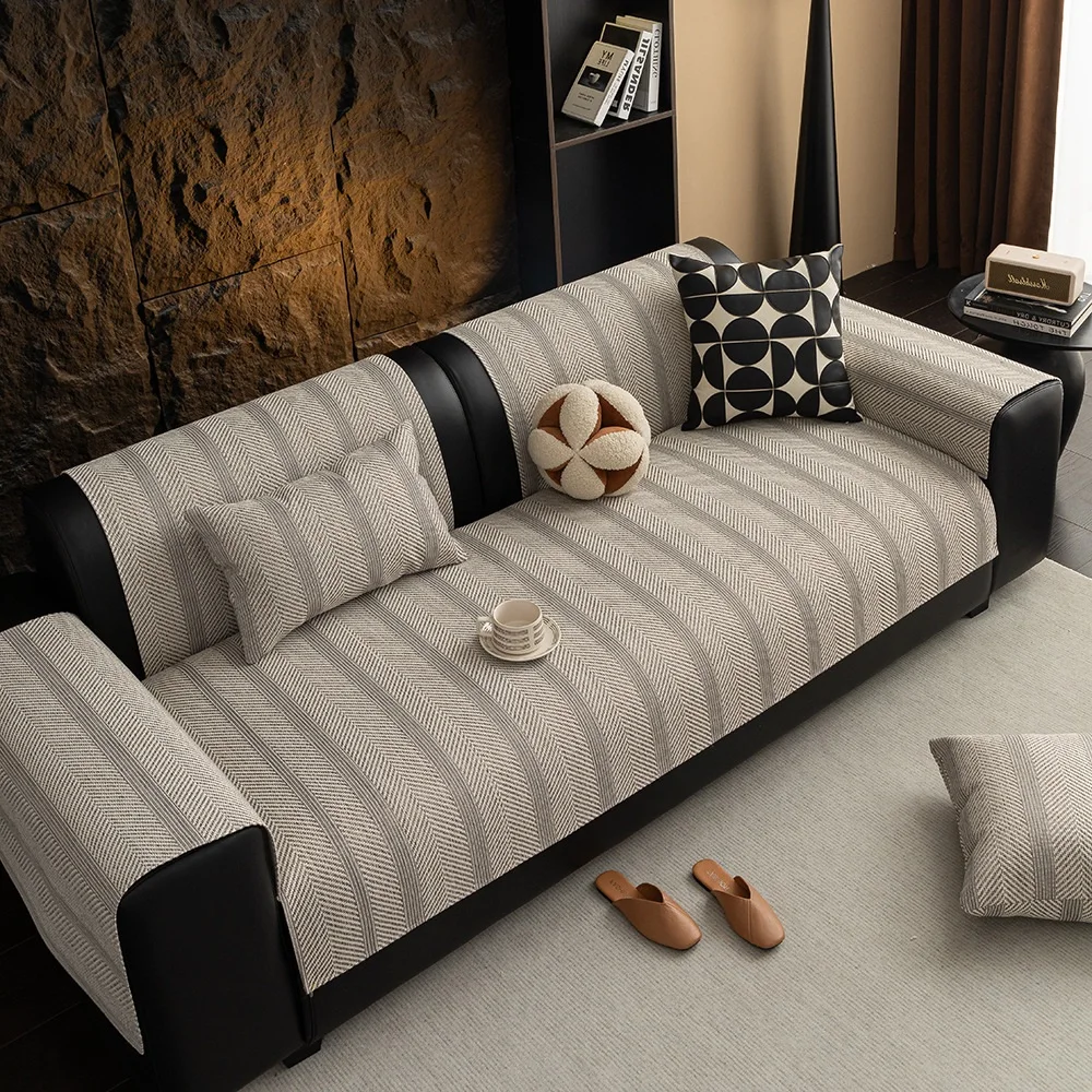 Cotton and linen texture living room sofa cushion universal versatile solid color cushion non-slip senior feeling sofa backrest