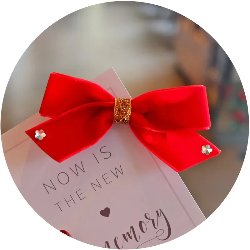 Red Children Cute Pearl Flower Hair Ball Bow New Year Hairpins Baby Girls Lovely Ornament Hair Clips Kids Hair Accessories