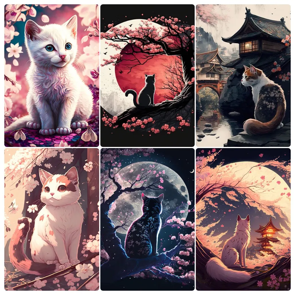 

DIY Jigsaw Puzzles for Adults Cats Cherry Blossom Focus Enhancement Therapy Meaningful Retirement Gift Office Home Decor