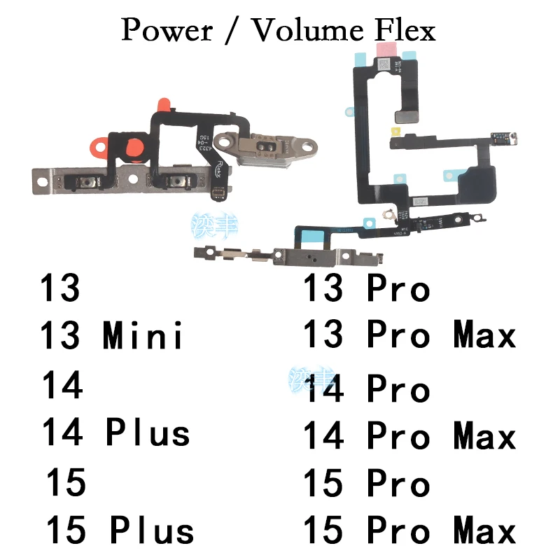 

Up Down Switch Flex for IPhone 13 14 15 Plus Pro Max Mini Power on Off Volume Side Button Key Ribbon Silent Mute Flex Cable