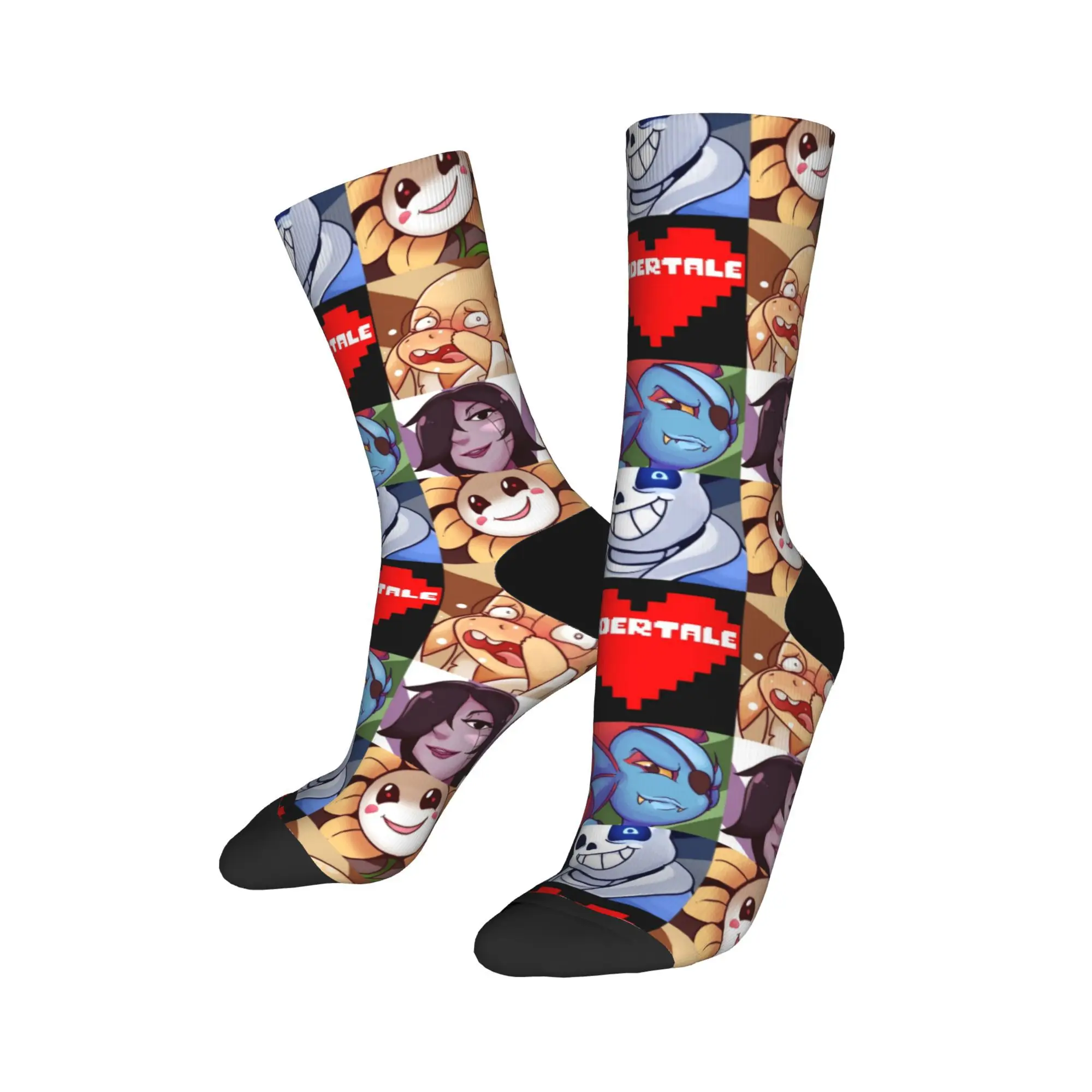 Funny Undertale Game Basketball Socks  Polyester Middle Tube Socks for Women Men Non-slip