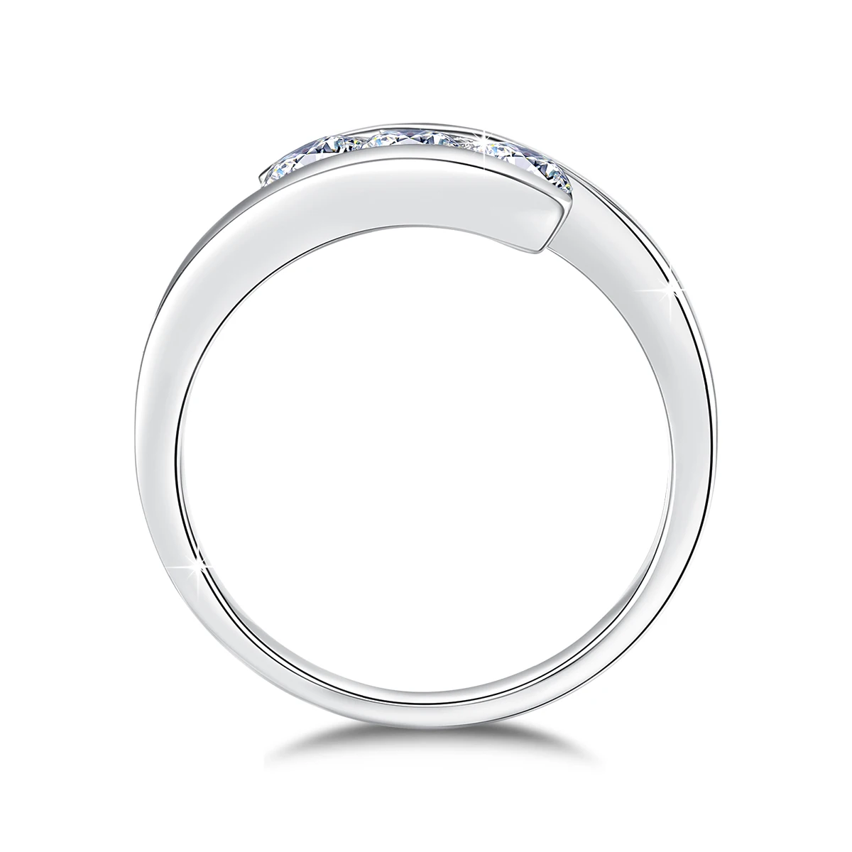 Sterling Silber Moissanit 3-Stein-Ring für Damen mit Zertifikat Luxus-Verlobungsschmuck 2024 Trendiges Geschenk für ein Mädchen im Angebot – Detail 3