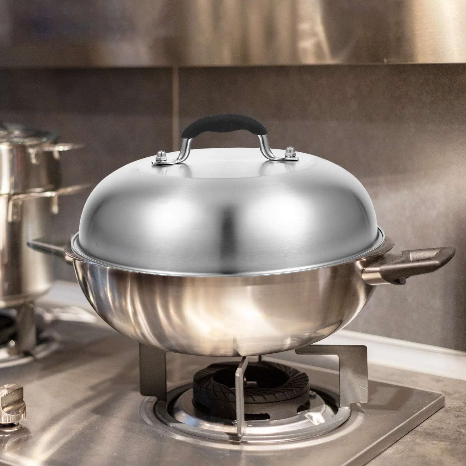 

1pc Stainless Steel Steaming Dome Cover For Kitchen Pot Lid Grilling Roasting Melting Cheese Basting Cover Kitchen Accessory