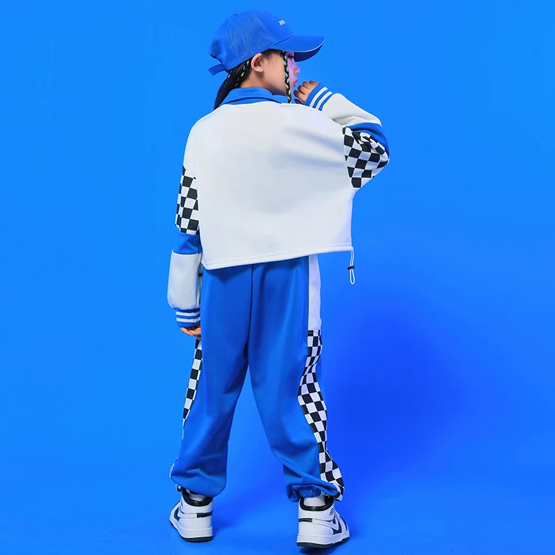 Kinder Teenager Kpop Tanz Outfits blau Sweatshirt Tops Streetwear Jogger hose für Mädchen Junge Hip Hop Jazz Tanz Kostüm Kleidung