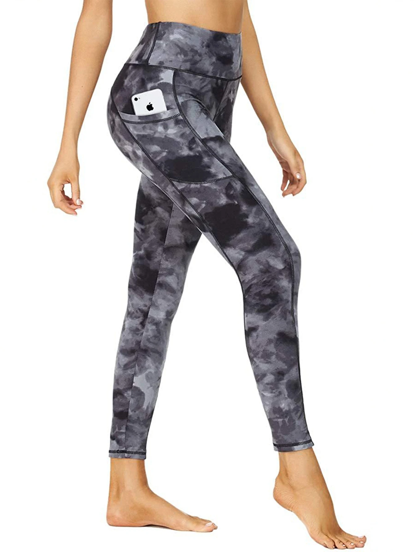 レディース ハイウエスト フルレングス スリム レギンス オールシーズン ハイストリート ファッション フルプリント ベースレイヤー パンツ