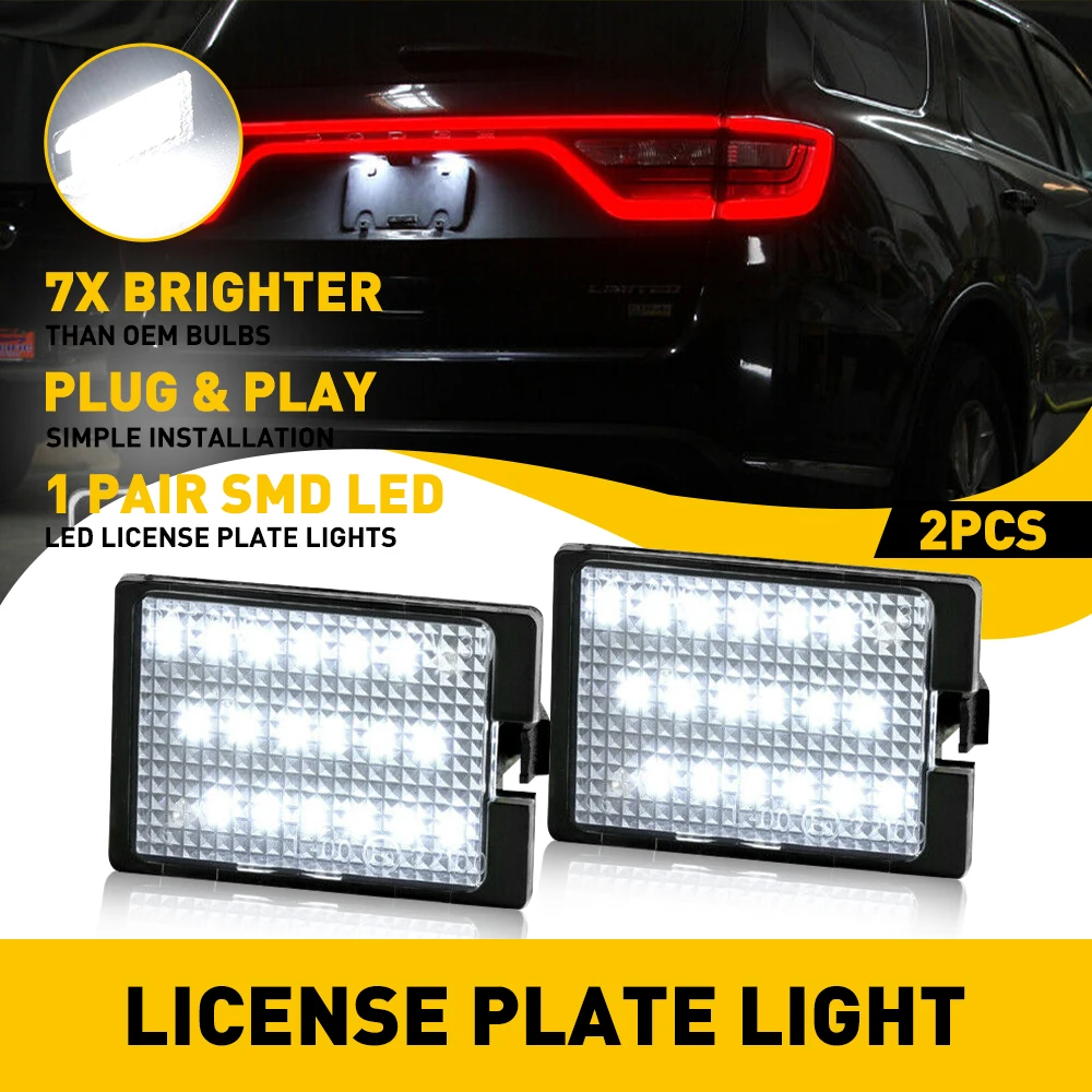 For Dodge Durango 2014 2015 2016 2017 2018 2019 2020 2021 LED License Plate Light Lamp Assembly Replacement Super Bright White