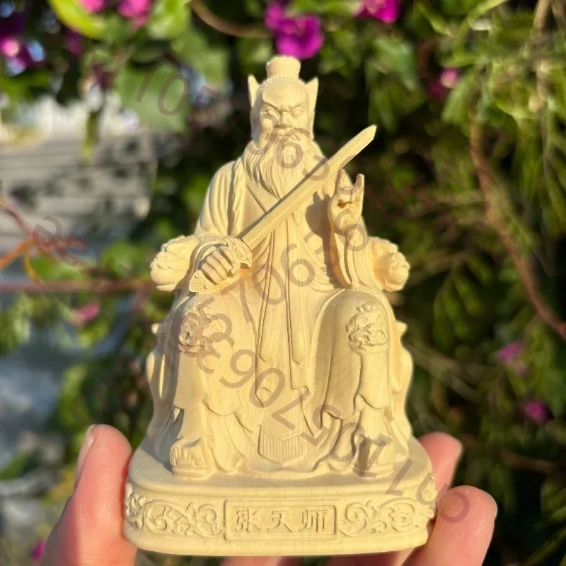 Hand-Carved Premium Boxwood Zhang Daoling Statue - 3.9