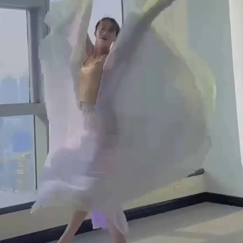 720 degrés jupes de danse de Ballet grande balançoire femmes élégant dégradé jupe fluide pratique de gymnastique Costume de danse classique 2025