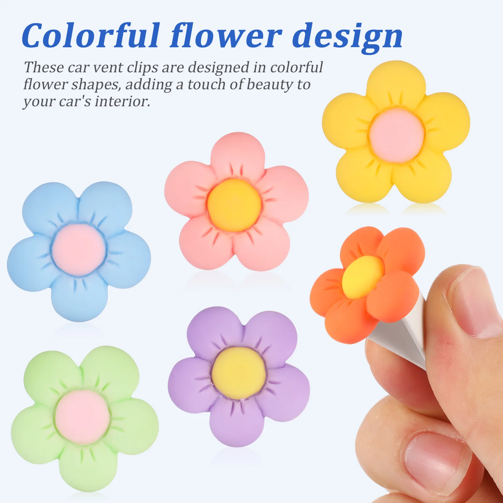 

12 Pcs Colorful Flower Vent Clips Air Freshener Hooks For Car Accessories Women Cute Car Decor Flower Design Long Lasting