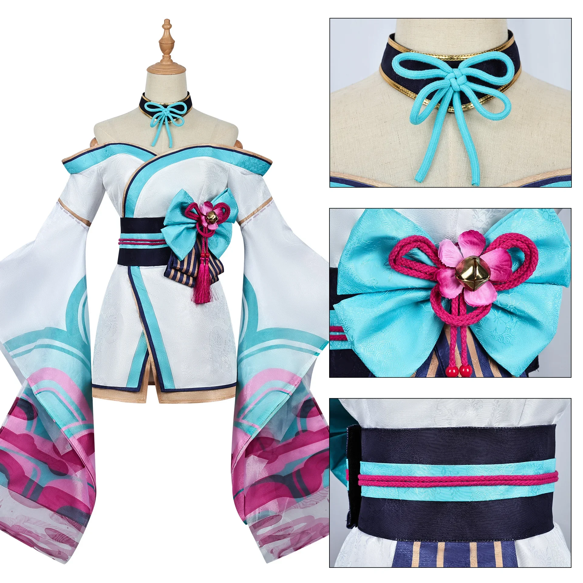 Cosplay ‌   Disfraz de Cosplay de League of Legends Spirit Blossom Ahri, conjunto completo de disfraz de Anime de zorro de nueve colas para mujer, Halloween