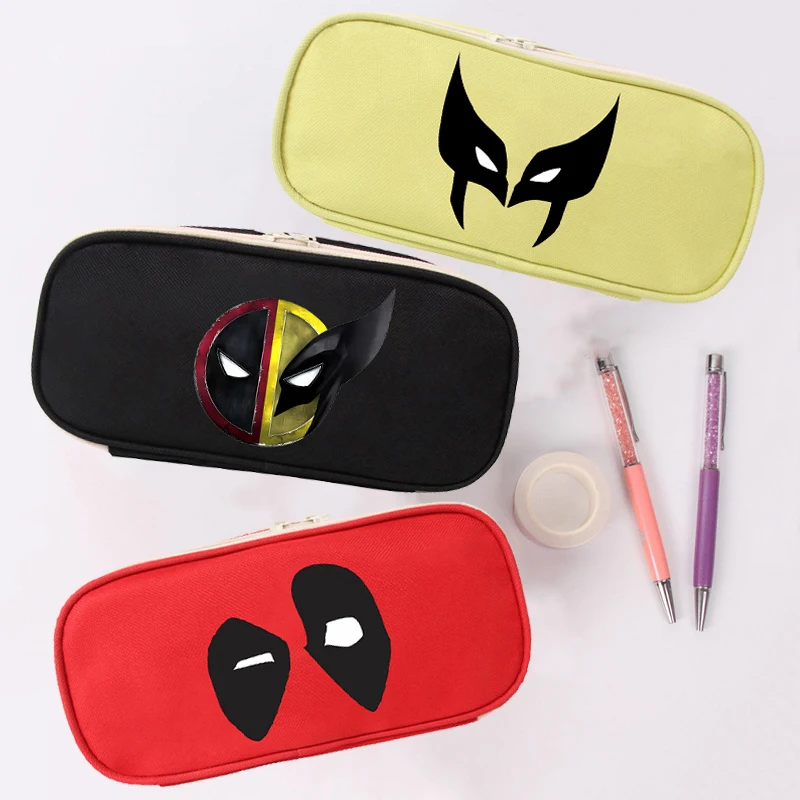 Deadpool & Wolverine Pencil Cases New Marvels Anime Expression Stationery Bags Student School Pen Pouch Kids Gifts Hot Sales