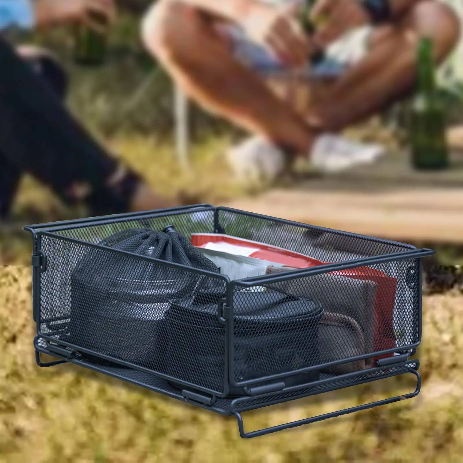 

Кемпинговая корзина для хранения, складной прочный железный органайзер, корзина с фильтром для воды для шкафов, ванной комнаты, прачечной, гаража