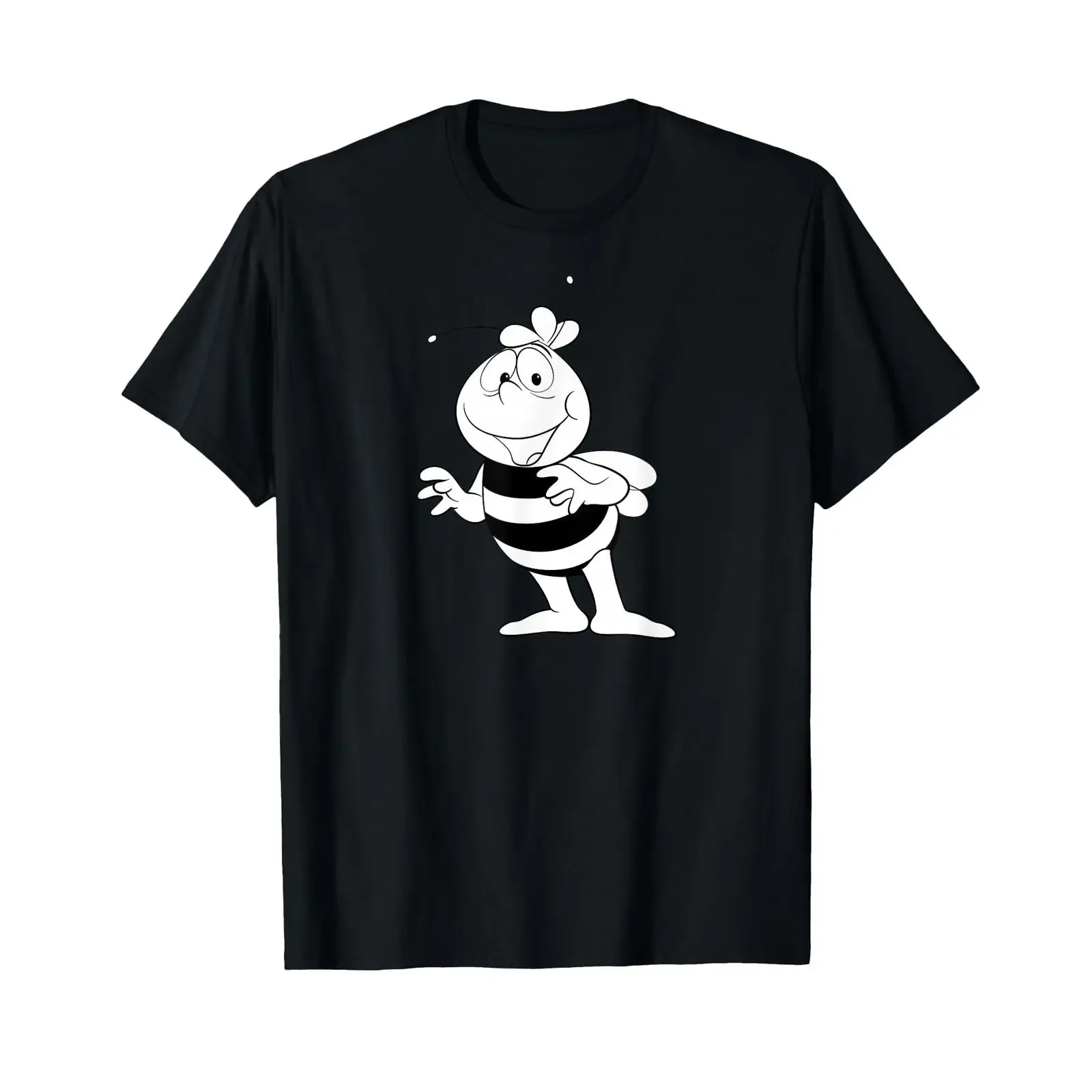 The Maya Bee Willi Retro Cartoon TV Series T Shirt black vintage Washed Unisex Comfortable streetwear Slightly Soft Stretched