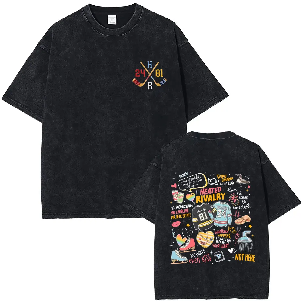 Heated Rivalry Shane Hollander‌ Ilya Rozanov Hollanov 2481washed Vintage T-shirt Men Women Fashion Oversized T Shirts Streetwear