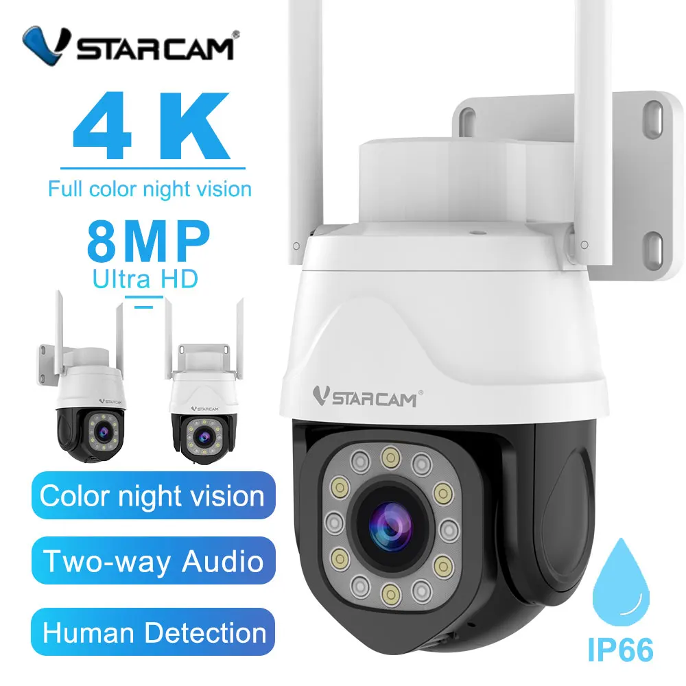 Vstarcam 4K 8MP Wifi PTZ Camera Full Color Night Vision Outdoor Wifi Surveillance Home CCTV Security Cameras IP66 waterproof