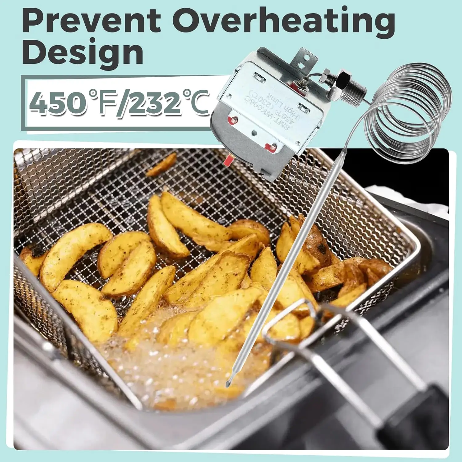 

Выключатель термостата с высоким пределом PP10084 для фритюрницы Pitco VF35 SG14 35C + 45C + 18 18S E500D 1/4 дюйма, резьба Mpt, коробка 450 ℉ /232 ℃