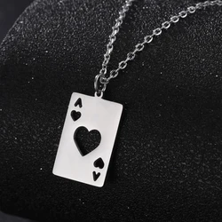 My Shape Lucky Ace Of Spades Necklace for Men Women Poker Card  Pendant Chain Necklaces Stainless Steel Hip Hop Jewelry Gifts