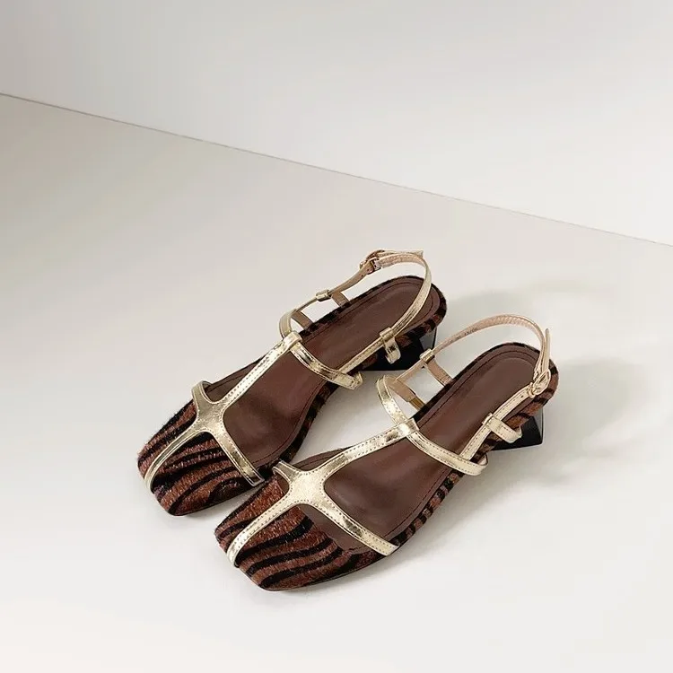 

Sexy Women Heeled Sandals Square Toe High Heels Shoes Woman Slingback Trend Summer Elegant Pumps Dress Shallow Sandalias