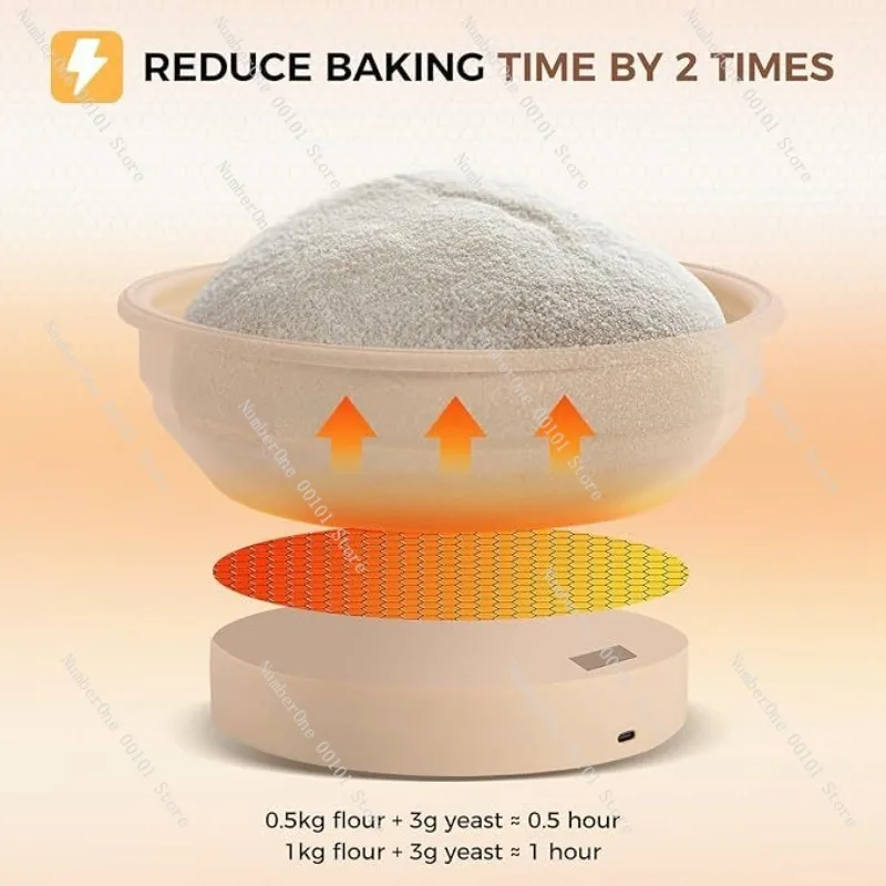 Electric Heated Sourdough Fermentation Basket Set,Constant Temperature Silicone Dough Bowl,Bread Proofing Basket Baking Supplies