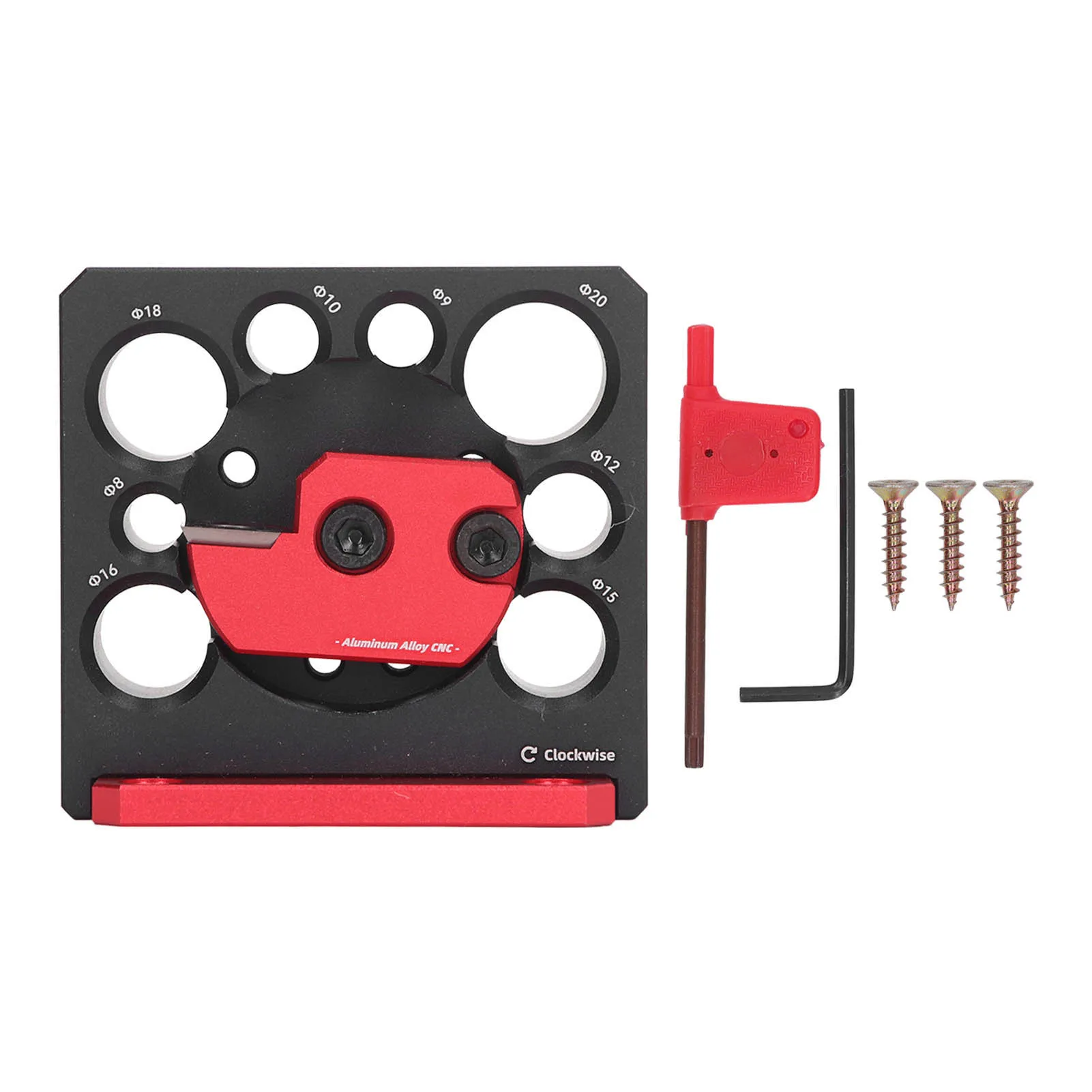 Dowel Maker Jig Black and Red Long Life Round Rod Dowel Maker Jig 8 Turning Holes Aluminium Alloy for Solid Wood