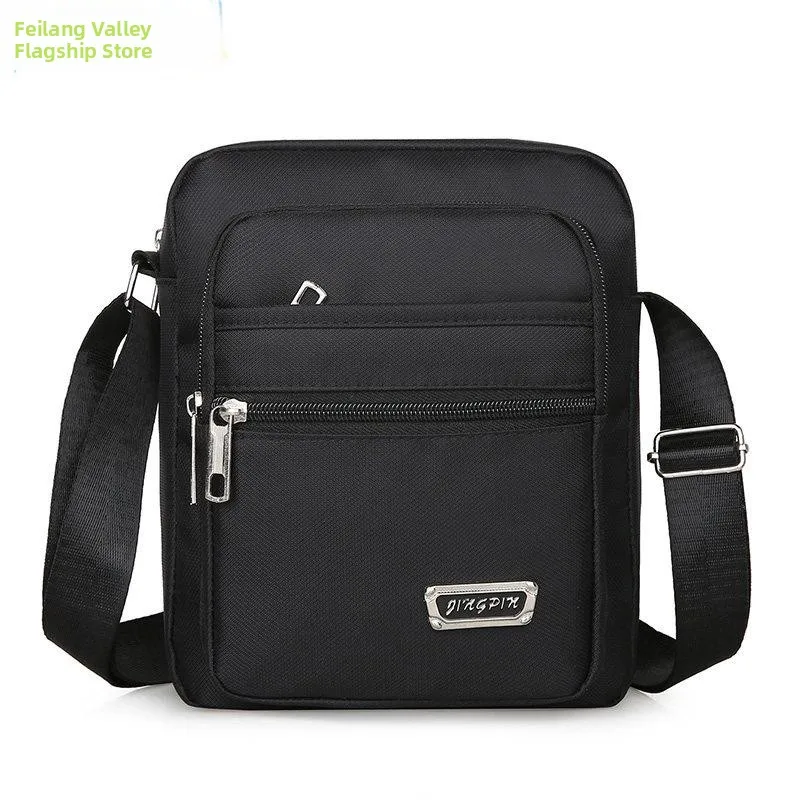 Waterproof Oxford Cloth Crossbody Bag Men's Waist Bag Multi-layer Pocket Business Cashier Bag Casual Shoulder Bag Nylon Material