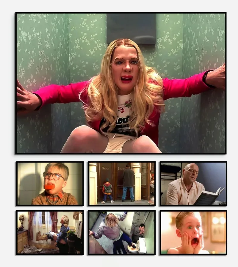 مشاهد الفيلم الحمام مضحك ملصق فني قماش صور جدار المنزل الحديثة غرفة ديكور الجمالية قماش الملصقات جدار ديكور الملصقات