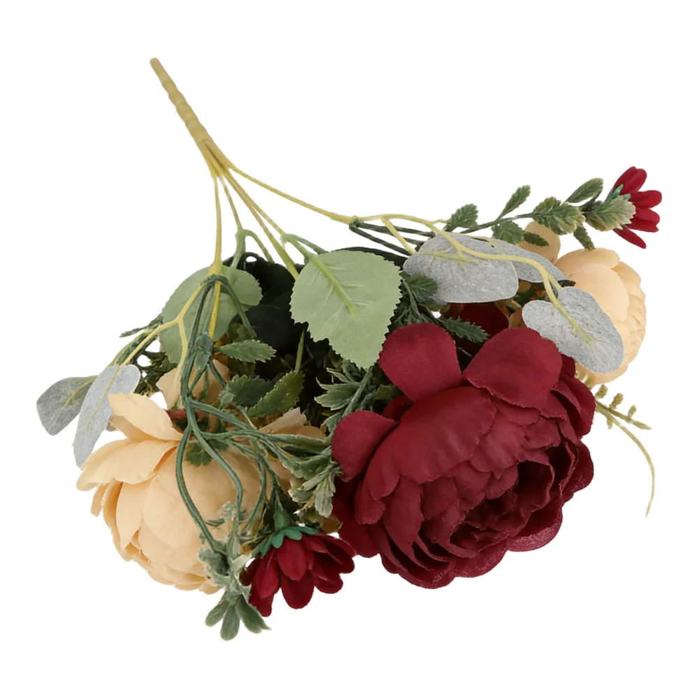 Plastic Faux Peony Bouquet for Living Room Dining Table Bedroom Decor Wedding Ceremony Party Centerpiece Indoor Outdoor Use