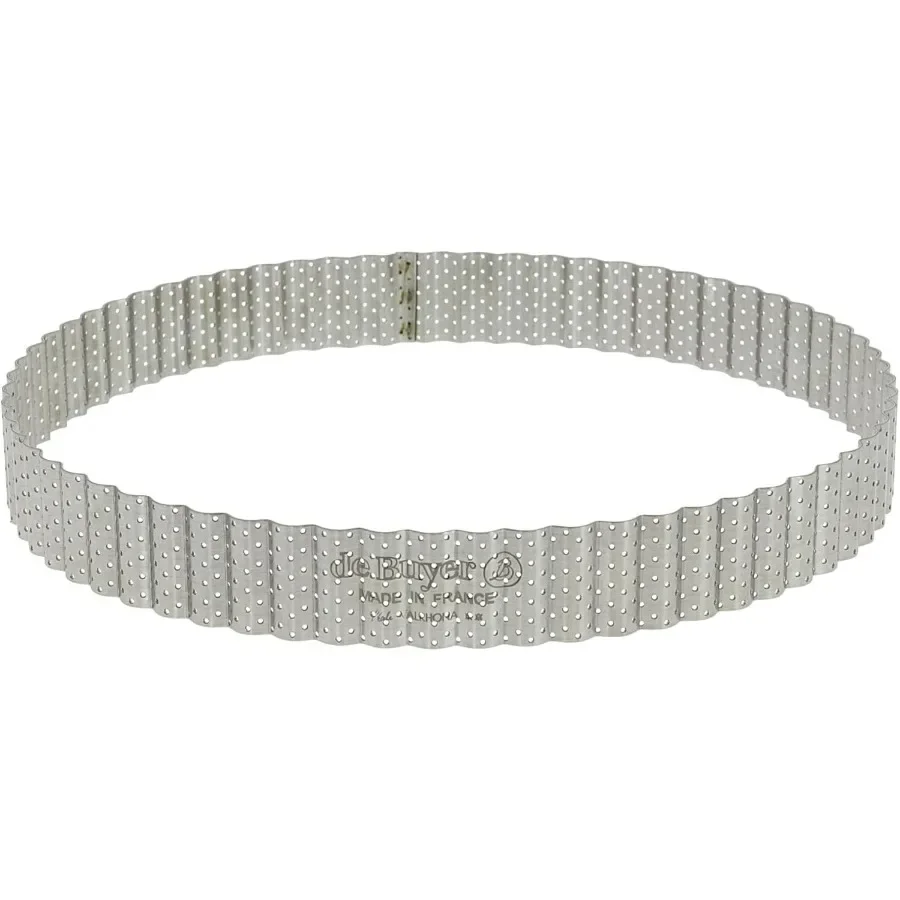 

Perforated Fluted Round Tart Ring - 11” Diameter - Perfect for Baking Beautifully Crisp Tarts - Easy to Use & Clean - Made in Fr