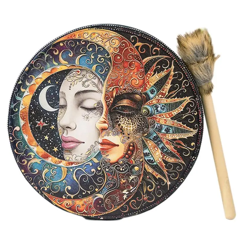 Shaman Drum Creative Handmade Frame Drum Fashionable 10 Inch Egyptian Pharaoh Moon Goddess Drum Hand Drum With Drum Stick For