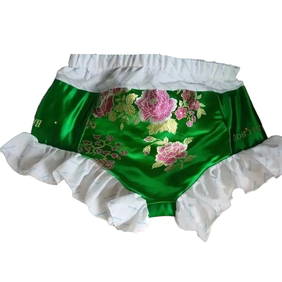 Handmake Silky Panties Hem Satin Flower Man's Briefs Panties Private Party