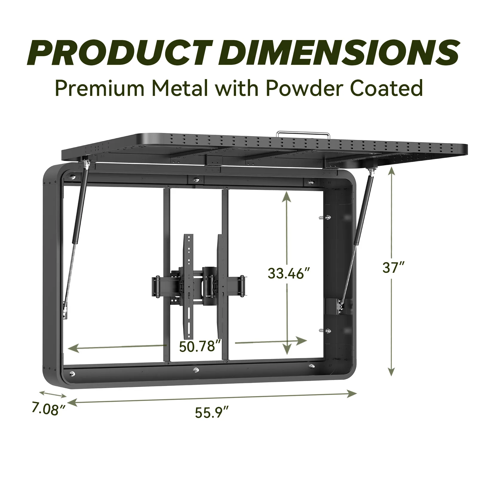 US Stock 55in Outdoor TV Enclosure 55'' Solid Wood Weatherproof TV Cover with Heavy-Duty Single-Arm Mount Television Mental Cover Case
