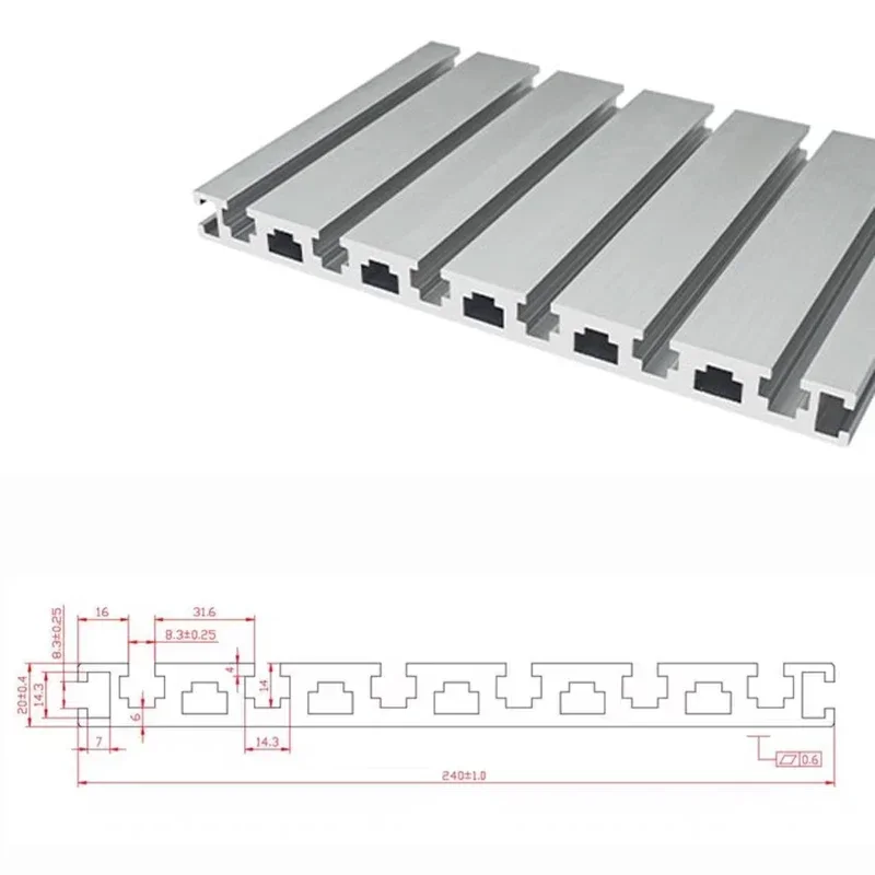 1PC 20240 Aluminum Profile T-Slot 20x240mm Engraving Machine Pane  DIY 3D Printer Parts 100mm 300mm 625mm 500mm 1000mm Length