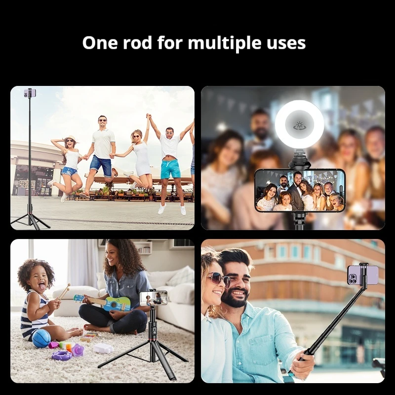 Selfieshow C10 72 Inch Aluminium Draadloze Bluetooth Statief Selfie Stick Stand Stabilisator Pens voor iOS Android Mobiel selfie stick bluetooth uitschuifbare wapenstok ploertendoder wapenstok uitschuifbaar schietstok