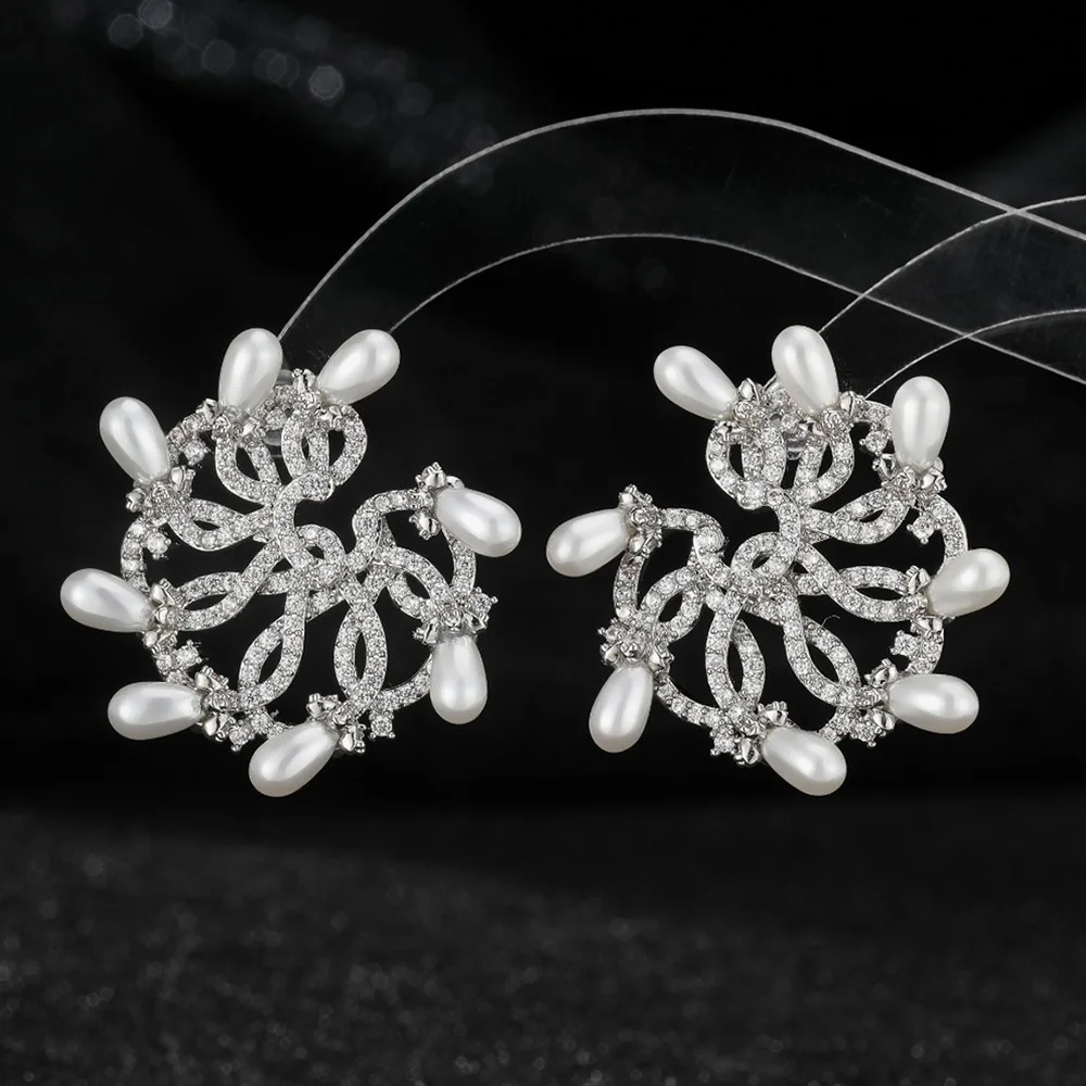 Missvikki New GorgeousPearls Earrings For Women Wedding Party Geometric Sector Earrings Jewelry High Quality New Accessories