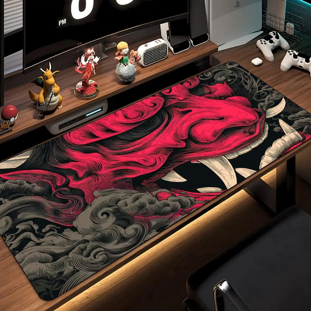 Ukiyo-e ghost warrior mask Mouse Pad Desk Mat gaming mats rubber anti-slip Durable pc accessories keypad mouse pads maus pad rug