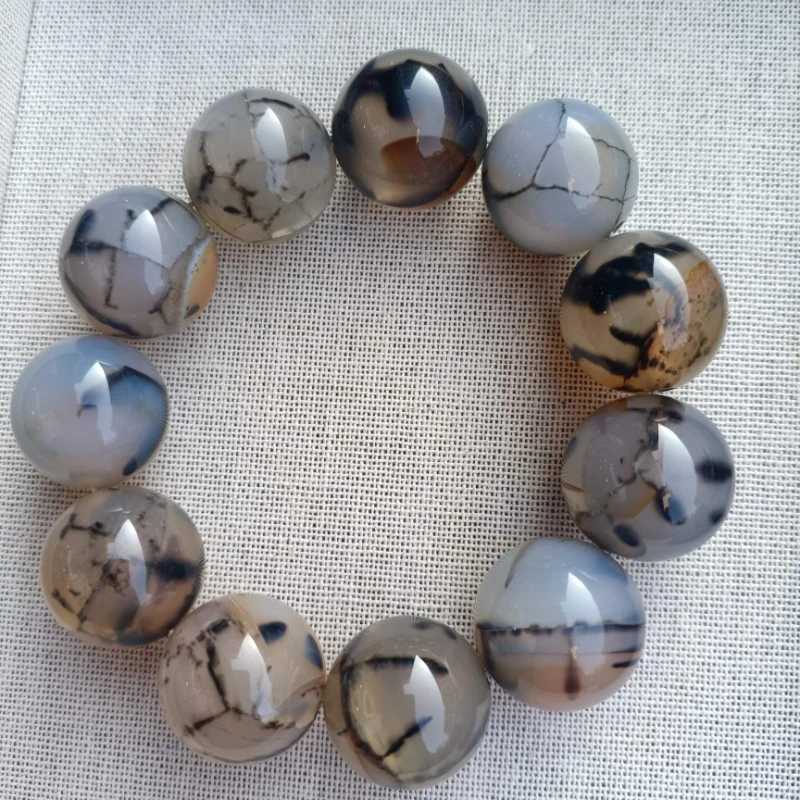 

Новый натуральный изысканный браслет из агата с водными растениями и бусинами, модный аксессуар