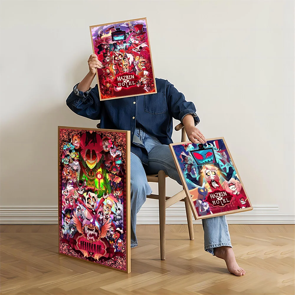 H-Hazbin Amine Hotels الكرتون الفيلم الكلاسيكي الملصقات خمر غرفة بار مقهى ديكور ملصقات جدار اللوحة