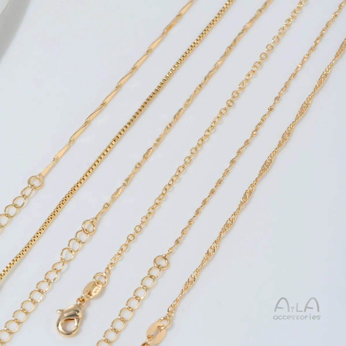 14K Gold-plated Collarbone Chain O-chain Water Wave Chain Ingot Chain DIY Handmade Bracelet Jewelry Accessories Material
