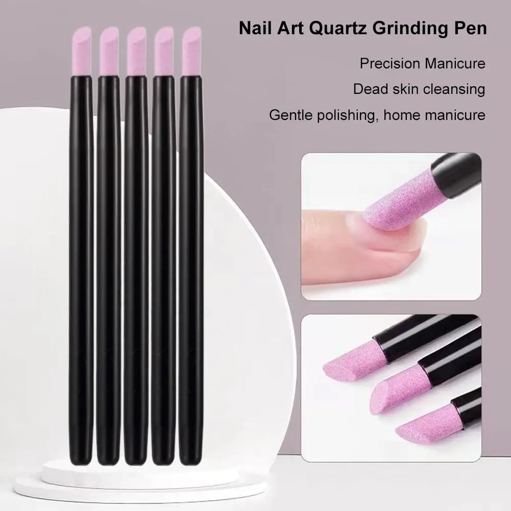 5Pcs Nails Art Quartz Grinding Pen Nail Cuticle Dead Skin Remover UV Gel Polish Manicure Stick File Accessories Tools