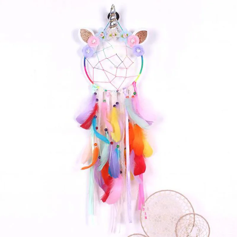 Creative Feather Pendant Dreamcatcher Cute Pink Color Girlish Heart Wind Chimes For Home Wall Hanging Decoration Ornaments