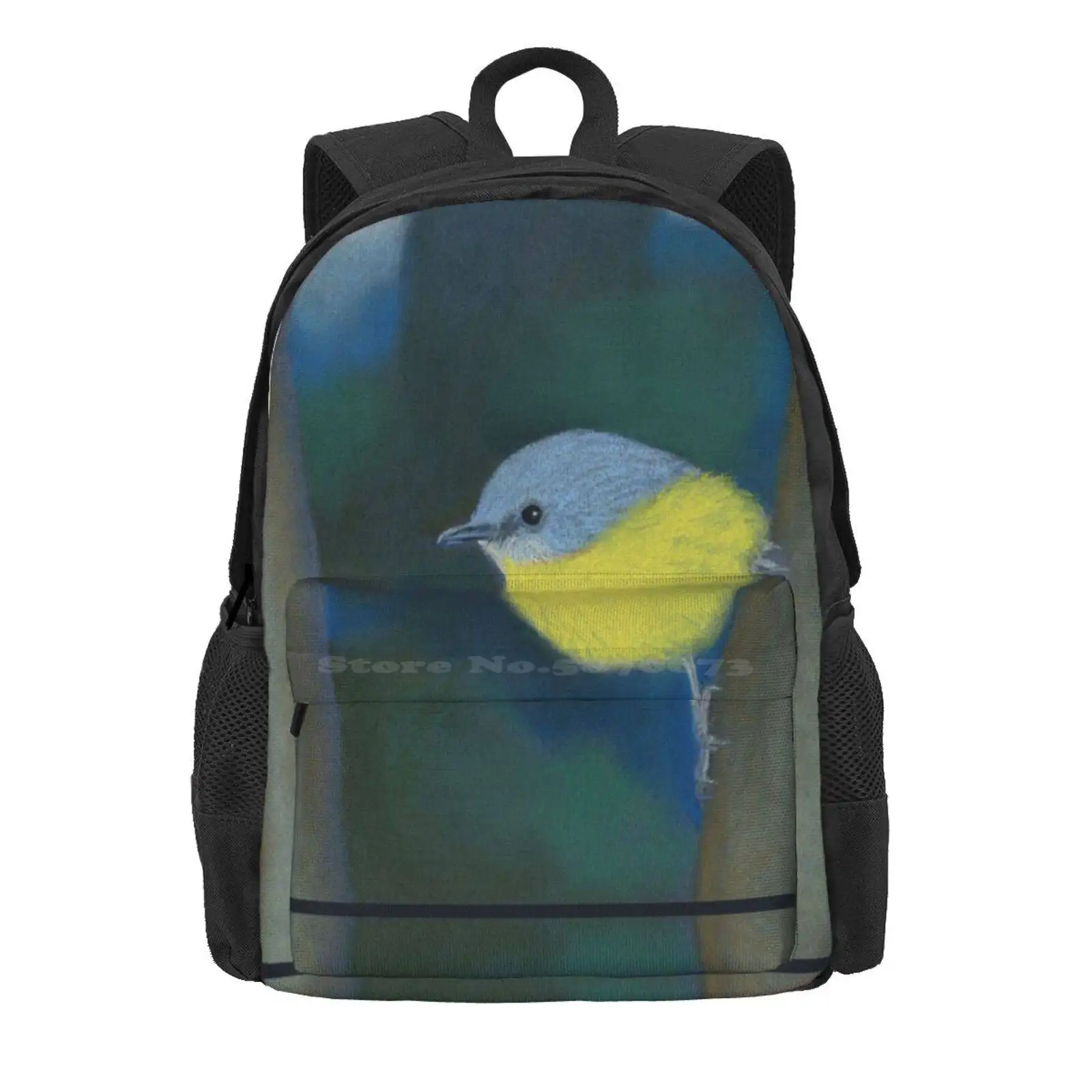 Eastern Yellow Robin Hot Sale Schoolbag Backpack Fashion Bags Blue Eastern Yellow Robin Birds Cute Australian Wildlife Bird