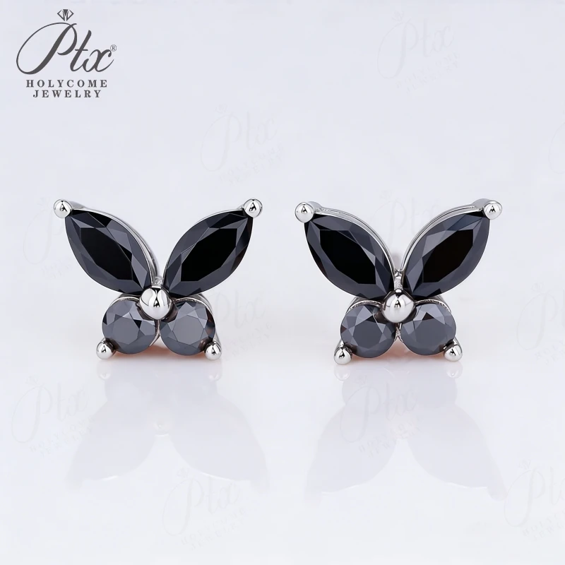 

Черные серьги-гвоздики в форме бабочки с муассанитом для женщин, изысканные женские аксессуары для ушей из серебра 925 пробы, вечерние, свадебные украшения