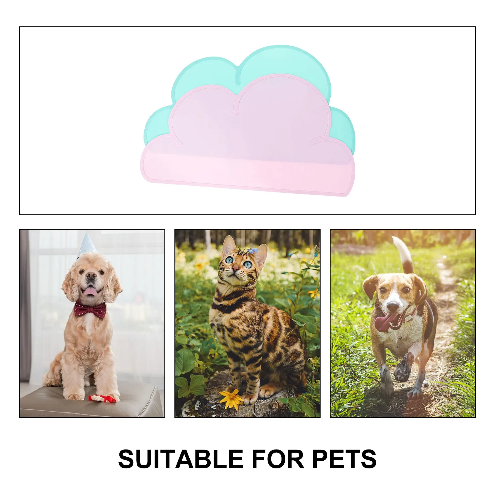 

2pcs Cloud Shaped Feeding Cushions Dog Food Insulation Mats Silicone Anti-Scald Waterproof Floor Protection For Pets Cat Bowl