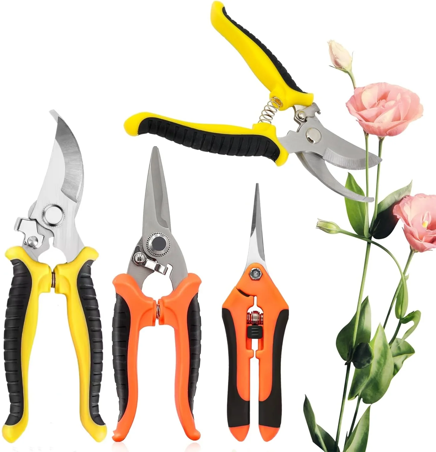 3 Pack Garden Pruning Shears, Stainless Steel Shears, Gardening Shears, Scissors, Garden Clippers, Pruning Snips for Gardening