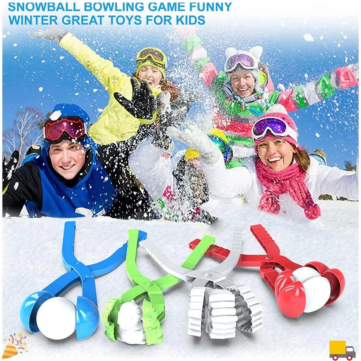 

4 Pack Snowball Maker Toys For Kids Snowball Maker Tool With Handle For Snow Ball Fights, Snow Toys Kids Snow Ball Clips